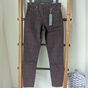 NWT Tractr Burgundy Mona High Rose Crop Plaid Pants - Size 2